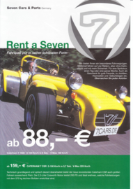 Caterham Super 7 1600/CSR  rental leaflet, 2 pages, about 2009, German language