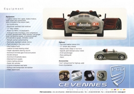 Cevennes Techn. Specifications and Equipment, large sheet, about 2010, English language