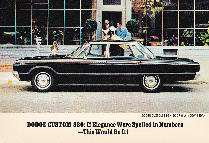 Custom 880 4-Door 6-Window Sedan, US postcard, larger size, 1965
