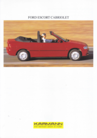 Ford Escort Cabriolet by Karmann brochure, 2 pages, about 1995, 3 languages