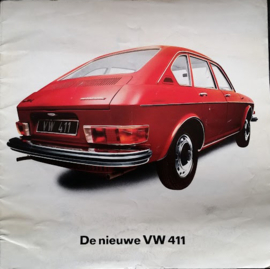 VW 411 2- & 4-door brochure, 28 large square pages, Dutch language, 08/1968