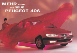 406 Sedan postcard, A6-size, 1995, German language