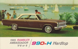Ambassador V8/Six 990 H hardtop, US postcard, standard size, 1965, # AM65-4046K