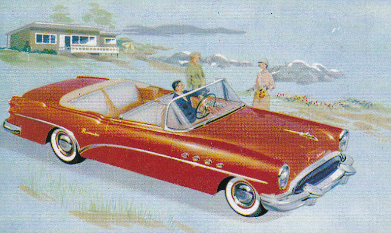 Roadmaster Convertible 76C, US postcard, standard size, 1954, # NB-5414