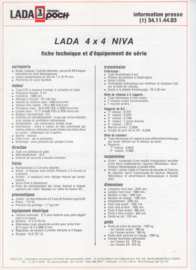 Lada press kit by 'Poch' with photos, text & specs., France, 10/1988