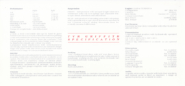 Griffith V8 specs. & prices, 2 pages, English language, 1991 *