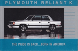 Reliant K, US postcard, continental size, 1986