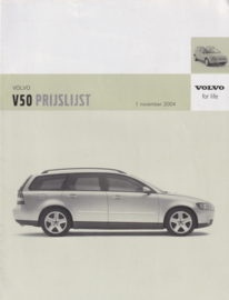 V50 pricelist brochure, 12 pages, MY05, 11/2004, Dutch language