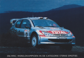 206 WRC, 3 attached postcards,  A6-size, Belgium, c2001