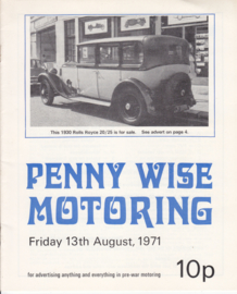 Penny Wise Motoring magazine,  A5-size, 20 pages, 13th August 1971, English language
