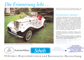 Scheib Bugatti 35 B & MG TD replica leaflet, 2 pages, about 2010, German languages