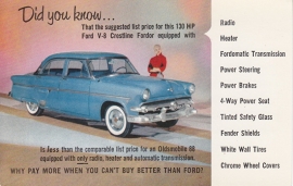 Crestline V8 4-Door Sedan, US postcard, standard size, 1954
