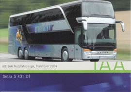 Setra S 431 DT Autobus, A6-size postcard, IAA Hannover 2004