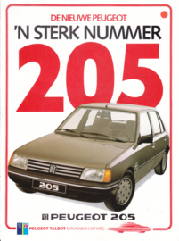 205 Hatchback intro folder, 4 pages, A4-size, 1984, Dutch language