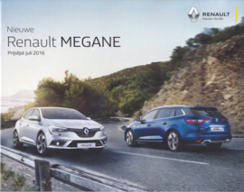 Megane Hatchback & Estate pricelist brochure, 20 pages, 07/2016, Dutch language