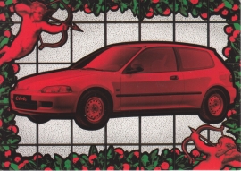Civic Joker Hatchback, Swiss postcard, DIN A6, about 1992