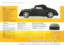 Speedster II Techn. Specifications and Equipment, large sheet, about 2010, English language