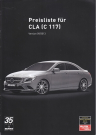 CLA Brabus tuning pricelist brochure. 12 pages, A4-size, 09/2013, German language