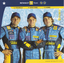 Formula 1 team drivers Fisichella, Kovalainen & Alonso, square postcard, 2006