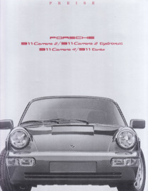 911 Carrera models pricelist brochure, 12 pages, 07/1990, German language