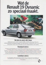 19 Hatchback Dynamic leaflet, 2 pages, c1992, Dutch language