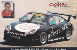 911 Carrera Cup with driver Roland Asch,  A6 postcard, about 2002,  German language