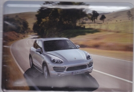 Porsche Cayenne, metal postcard with white envelope, factory-issued