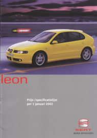 Leon prices & specs. brochure, 10 pages, 01/2002, Dutch language