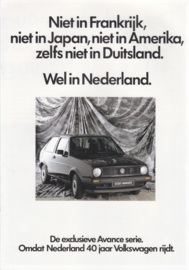 Avance series brochure, 12 pages,  A4-size, Dutch language, 1987