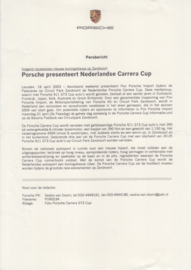 Porsche 911 Carrera Cup 2003, comes with color photo, importer-issued,  Dutch text