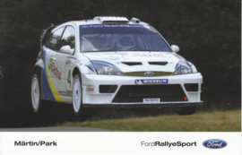 Focus RallyeSport driver Märtin & Park postcard, UK issue, English language