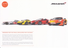 P1, 12C & F1 car picture card McLaren 50 years, 21 x 15 cm, English language