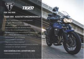 Triumph Tiger 800, A5-size doublesided sheet, German language, 2016