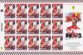 Formula 1 champion F1 Michael Schumacher 2004, folder with 15 stamps sheet and a first day cover envelope, complete set by Bolaffi