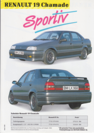 19 Hatchback / 19 Chamade Sedan accessories leaflet, 2 pages, 12/1989, German language