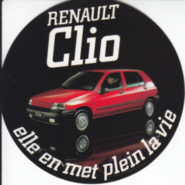 Renault Clio, round sticker, 10 cm, French