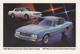 Monte Carlo SS & Sport Coupe,  US postcard, standard size, 1984