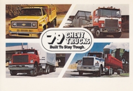 Chevy Trucks, 4 models, heavy duty, US postcard, standard size, 1979