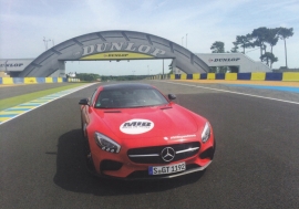 SLS AMG racer, A6-size postcard, Mercedes-Fan World # 09/2015, German