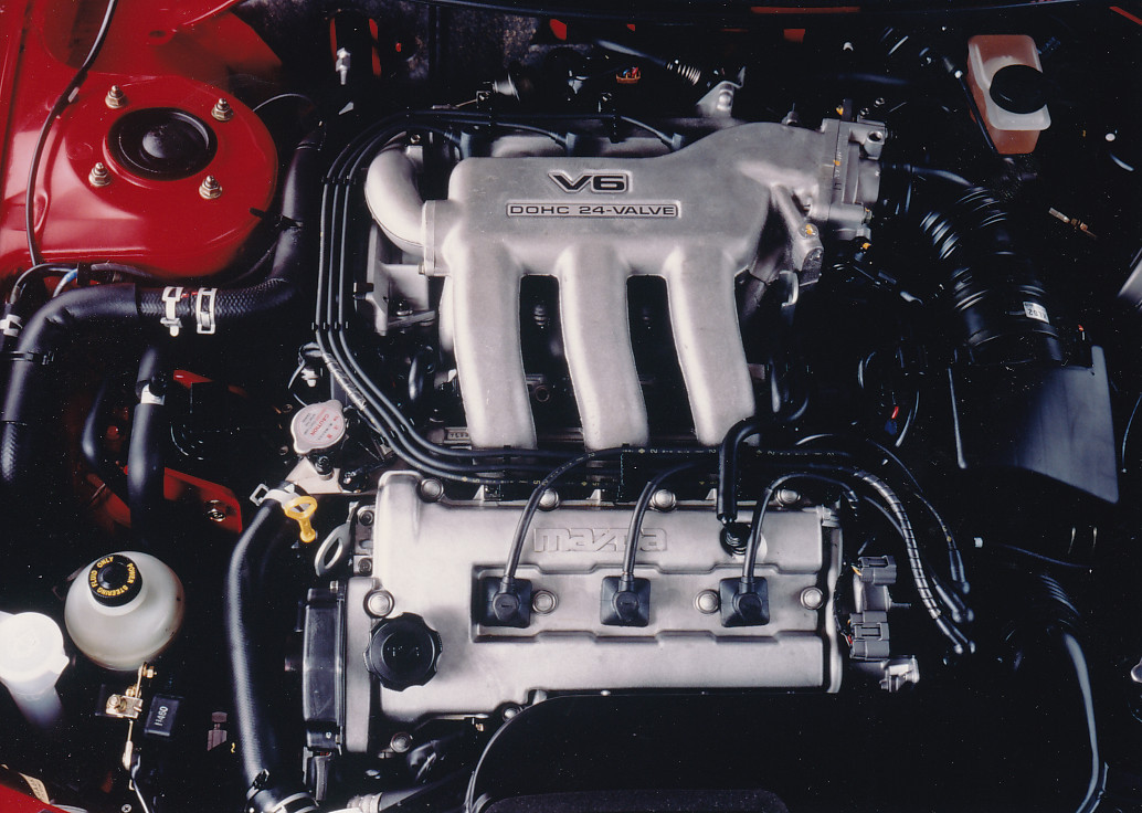 Mazda MX-6 V6 2.5i 24V DOHC engine, press photo, Dutch, 1991