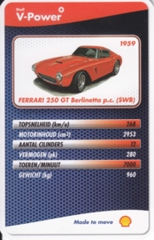 Ferrari 250 GT Berlinetta p.c. SWB 1959 collector card, small size,  Shell V-Power issue, 2007 (# 12 of 24)