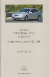 C-class Sportcoupé price booklet, 28 pages, A6-size, 1/2001, Dutch language