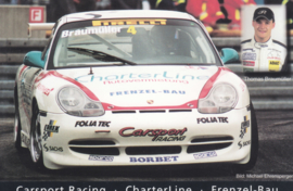 911 Carrera Cup with driver Thomas Braumüller,  A6 postcard, about 2002,  German language