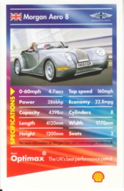 Morgan Aero 8 collector card, small size,  Shell Optimax issue, 2002, UK