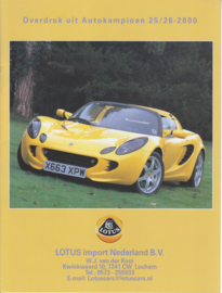 Elise reprinted roadtest report, 8 pages, DIN A4-size, 12/2000, Dutch languagenguage