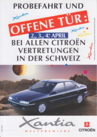 Xantia intro leaflet, 2 pages [A5-size], 04/1993, German/French (Swiss)
