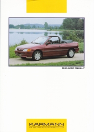 Ford Escort Cabriolet by Karmann brochure, 2 pages, 3 languages