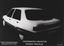 Peugeot Vera Plus  prototype model, press photo, Dutch, 1/1983