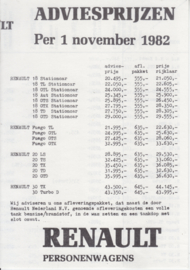Program pricelist brochure, 4 pages, 11/1982, Dutch language