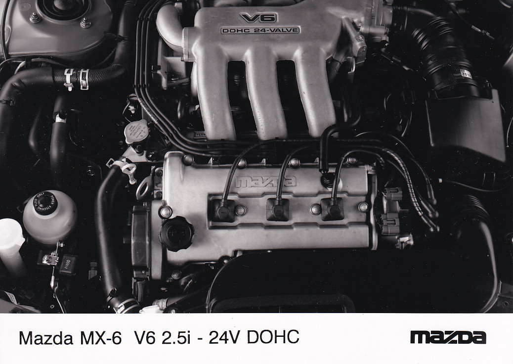 Mazda MX-6 V6 2.5i 24V DOHC engine, press photo, Dutch, 1991